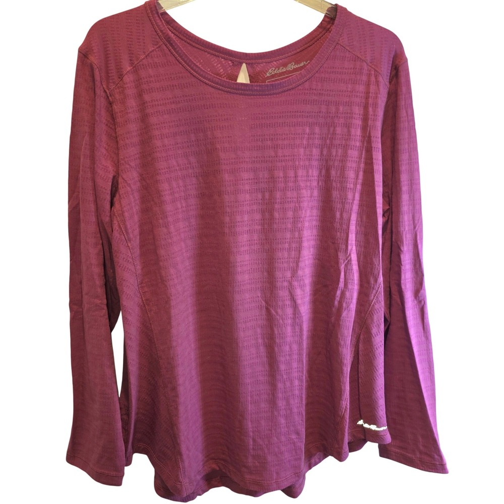 Eddie Bauer Long Sleeve Top Pullover FreeDry Yoga Workout Womens Sz XL Red